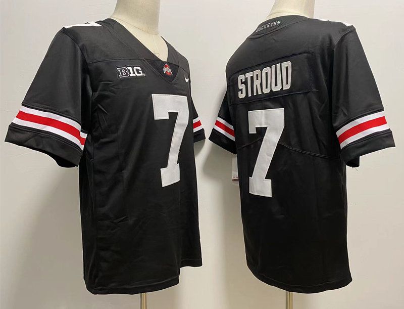 Men Ohio State Buckeyes #7 Stroud Black Nike 2025 NCAA Jersey style 1